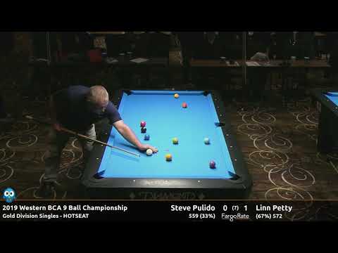 Steve Pulido vs Linn Petty - Gold Singles Hotseat - 2019 Western BCA 9-Ball Championship