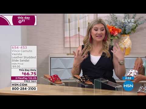 Vince Camuto Vazista Leather Studded Slide Sandal