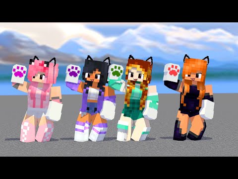 COUPLE SHUFFLE DANCE APHMAU AND CREW SWEET GIRLS - MINECRAFT ANIMATION #shorts