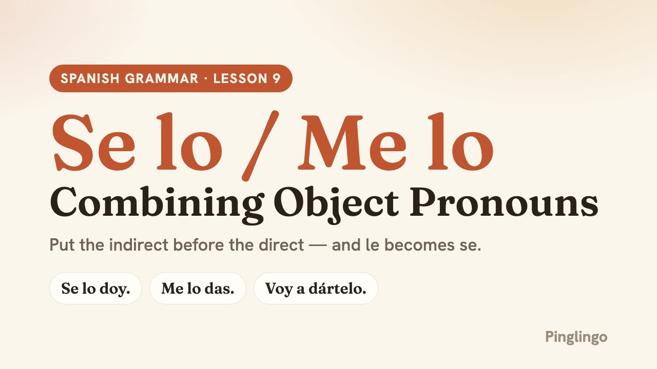 Combining Object Pronouns — Pinglingo Spanish video lesson