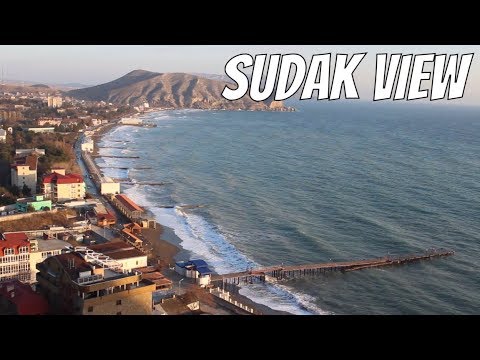 sudak view rock mountain sea crimea