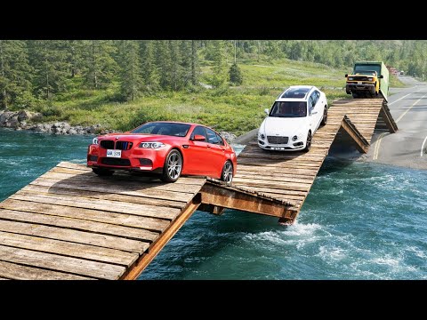 Cars vs Broken Bridge Challenge #5 in BeamNG Drive!