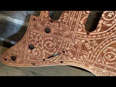 Wood Pickguard for Stratocaster HSS and SSS Laser engraved Real Cherrywood with Unique Artwork image 10