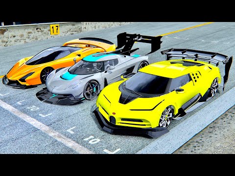 Bugatti EB110 Hommage GTR vs Koenigsegg Jesko GTR vs SSC Tuatara GTA - Drag Race