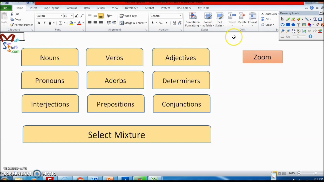 Parts of Speech  English ESL software Worksheets