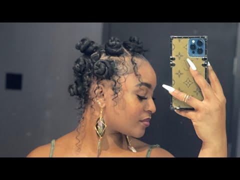 BANTU KNOTS with CURLS TUTORIAL ON NATURAL HAIR |...