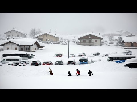 Chaos in Italy Today! Extreme 2 Meter Snow Storm Buriying Homes, Cars in Piedmont