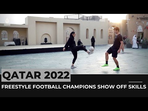 Freestyle football champions show off skills to World Cup fans
