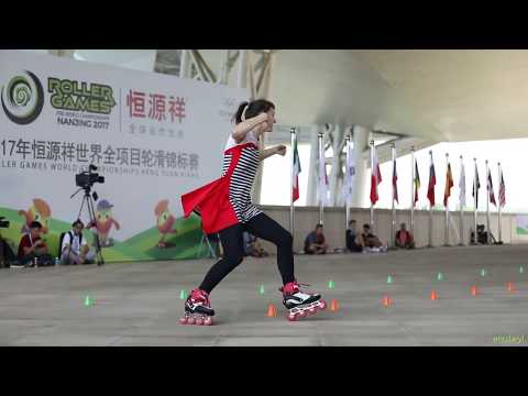2017 Roller Games，Senior Women Classic Slalom 10th，Zapuskalova Nadezhda，Russia 成女花桩 10th俄罗斯 no music