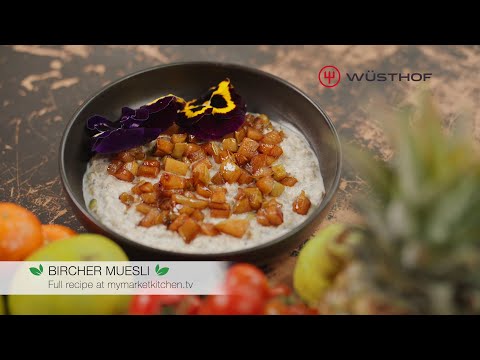 Healthy Bircher Muesli with Maple-Spiced Pears