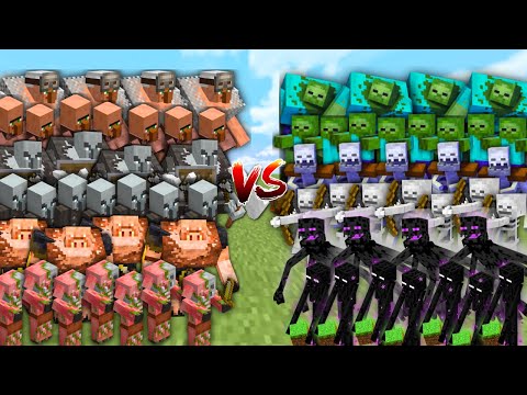 Epic Minecraft Mob Battle: Villagers & Pillagers vs Zombies & Skeletons!