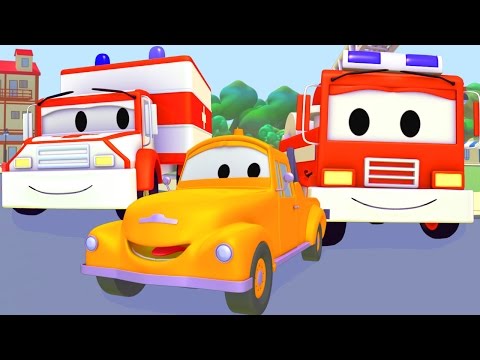 Tom der Abschleppwagen  und Polizeiauto, Feuerwehrauto, Krankenwagen, MÃ¼llauto in Car City 🚚🚑🚒