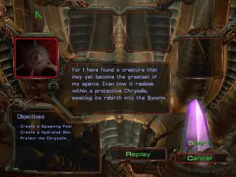 StarCraft Original Zerg Campaign: Overmind Miss 1 Among The Ruins Intro Cinematic