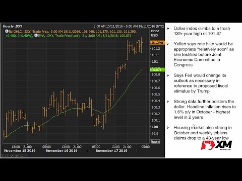 Forex News: 18/11/2016 - Dollar highest since 2003 as Yellen signals rate hike soon