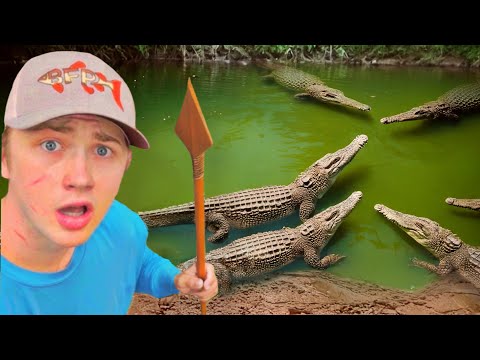 I Survived 24 Hours in Alligator INFESTED Water!