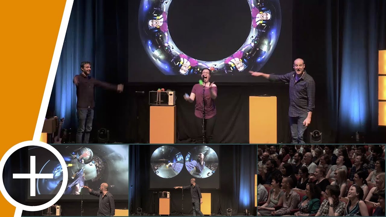 Stand-up comedy routine using a live spherical camera