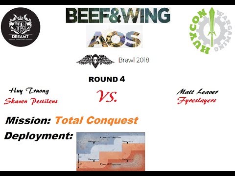 Beef & Wing Brawl AOS 2018 Round 4 - Skaven Pestilens vs Fyreslayers