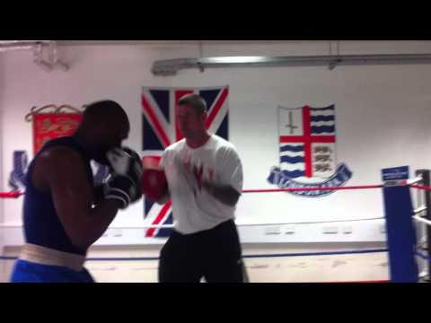 DOUBLE JAB ABC COACH JIM TAKING CAMEROONIAN BLAISE YEPMOU ON PADS