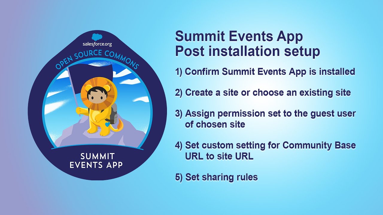 Post Installation Setup - Summit Events App