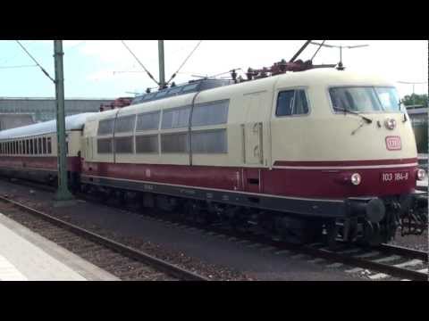 TEE Rheingold  mit BR 103 und viel Pfiff (!) am Ende. Heidelberg 6/2011