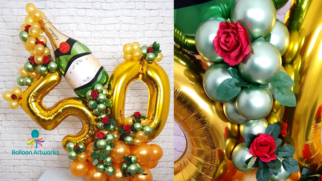 Champagne Bottle Balloon Bouquet Tutorial 🍾  50th Birthday Balloon Decorations #50thbirthday