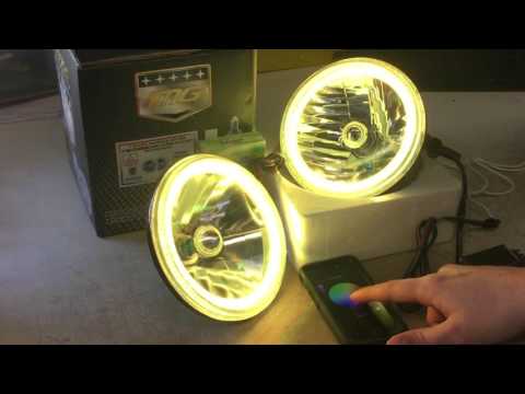 OCTANE LIGHTING 7" Multi-Color Changing RGB LED Halo Headlights w/ Bluetooth Cell Phone Controller