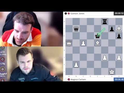 Magnus Carlsen vs Gawain Jones || Champions Chess Tour - Charity Cup 2022 - R12