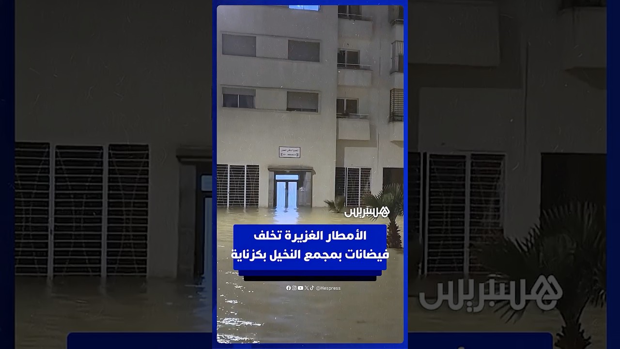 مياه تقتحم المنازل وتعيق حركة السير   الأمطار الغزيرة تخلف فيضانات بمجمع النخيل بگزناية بطنجة thumbnail