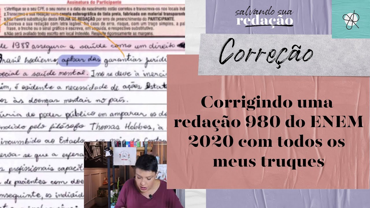 Corrigindo uma redação 980 do ENEM 2020 com todos os meus truques | Jana Rabelo