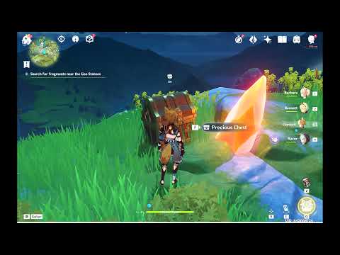 Genshin Solve Puzzle : search for Fragments near Geo Statues (Qingce Village)