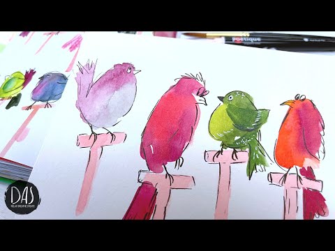 Easy Way to Paint Cute and Colorful Birds | Beginners Tutorial to Master Loose Watercolor Painting