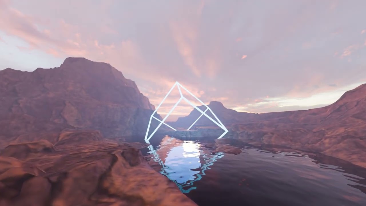 Sci-Fi Neon Pyramid Landscape 3D Model