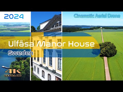 Ulfåsa Manor House From Above - Ulvåsa Slottet - Motala - Lake Boren - 4K Aerial - June 2024