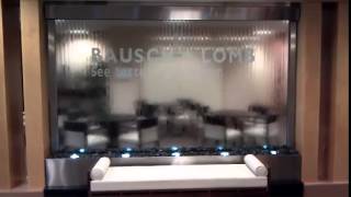 Custom Water Wall with Etched Logo-Glass Waterfall Walls Any Size!