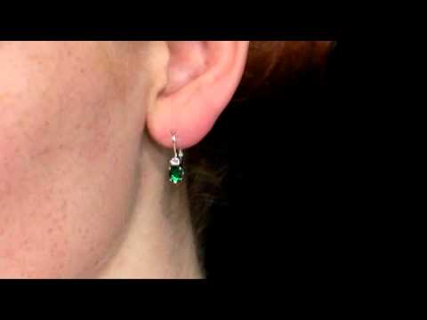 Emerald Earrings with White Sapphire 1.10 Ct in Sterling Silver | MyJewelryBox