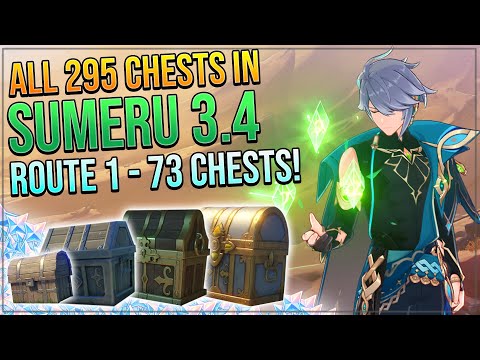 Genshin Impact 3.4 Complete Chest Guide! 295 Chests! Desert of Hadramaveth! | ROUTE 1 - 73 CHESTS!