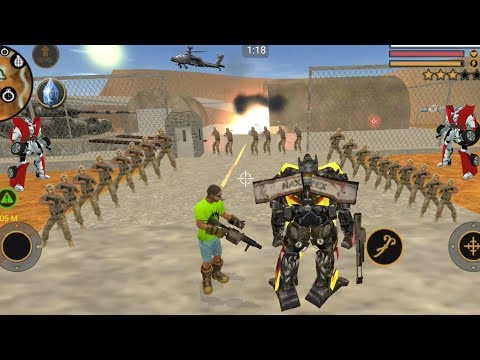 Vegas Crime Simulator (Transformers Fight Army Base with Car Robot) Army Fight Vegas Hero - Gameplay
