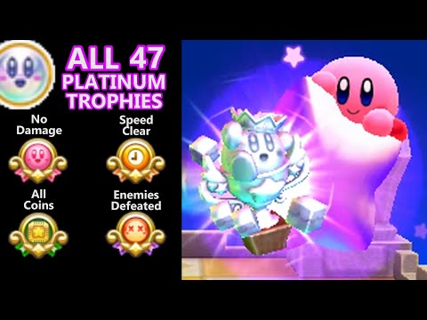 3DS Kirby's Blowout Blast: All 47 Platinum Trophies (No damage, speed clears, all coins & all foes)