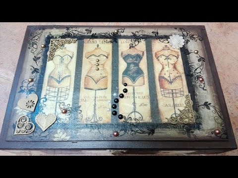 Decoupage y sellos en caja de madera parte 2/2