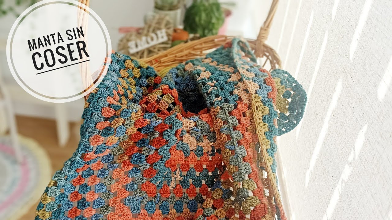 Como Tejer una Manta a ganchillo sin coser ,ni cambiar de color 