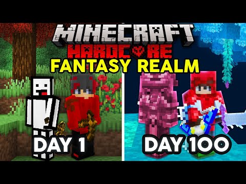 We Survived 100 days in a MODDED FANTASY REALM in Hardcore Minecraft... (trios)