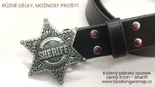 Kožený PÁNSKÝ černý opasek 4 cm - Sheriff