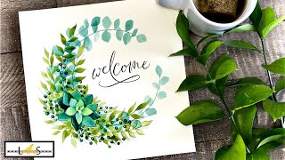 BREATHTAKING Leaf Wreath! How to Paint: welcome decoration: leaf design
