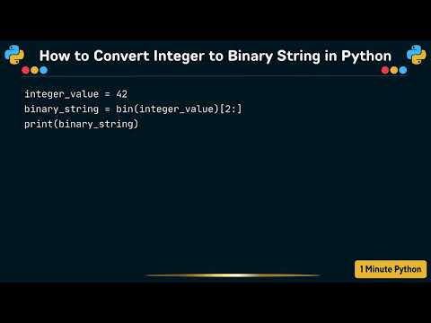 Convert Integer To Binary String In Python Coding Python Programming