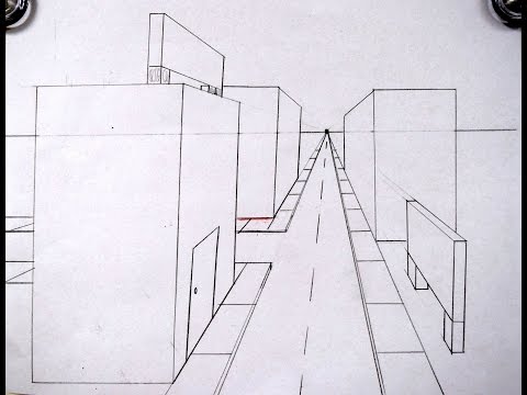 perspective point drawing streetscape technical using middle lines linear