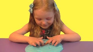 Как сделать лизуна из клея пва. DIY Slime. Большой голубой лизун. Слайм с блестками.