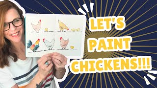 Watercolor Chickens