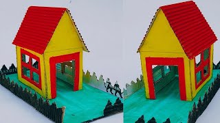 HOW TO MAKE  HOUSE FROM CARDBOARD  DIY CRAFT