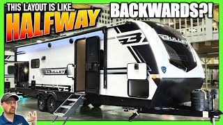 This RV is kinda Flipped in the middle! 2025 Bullet 260RBS Couple's Camping Travel Trailer