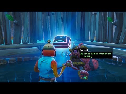 Fortbyte #17 Challenge - Found Inside a Wooden Fish Building Guide - Fortnite Battle Royale Video